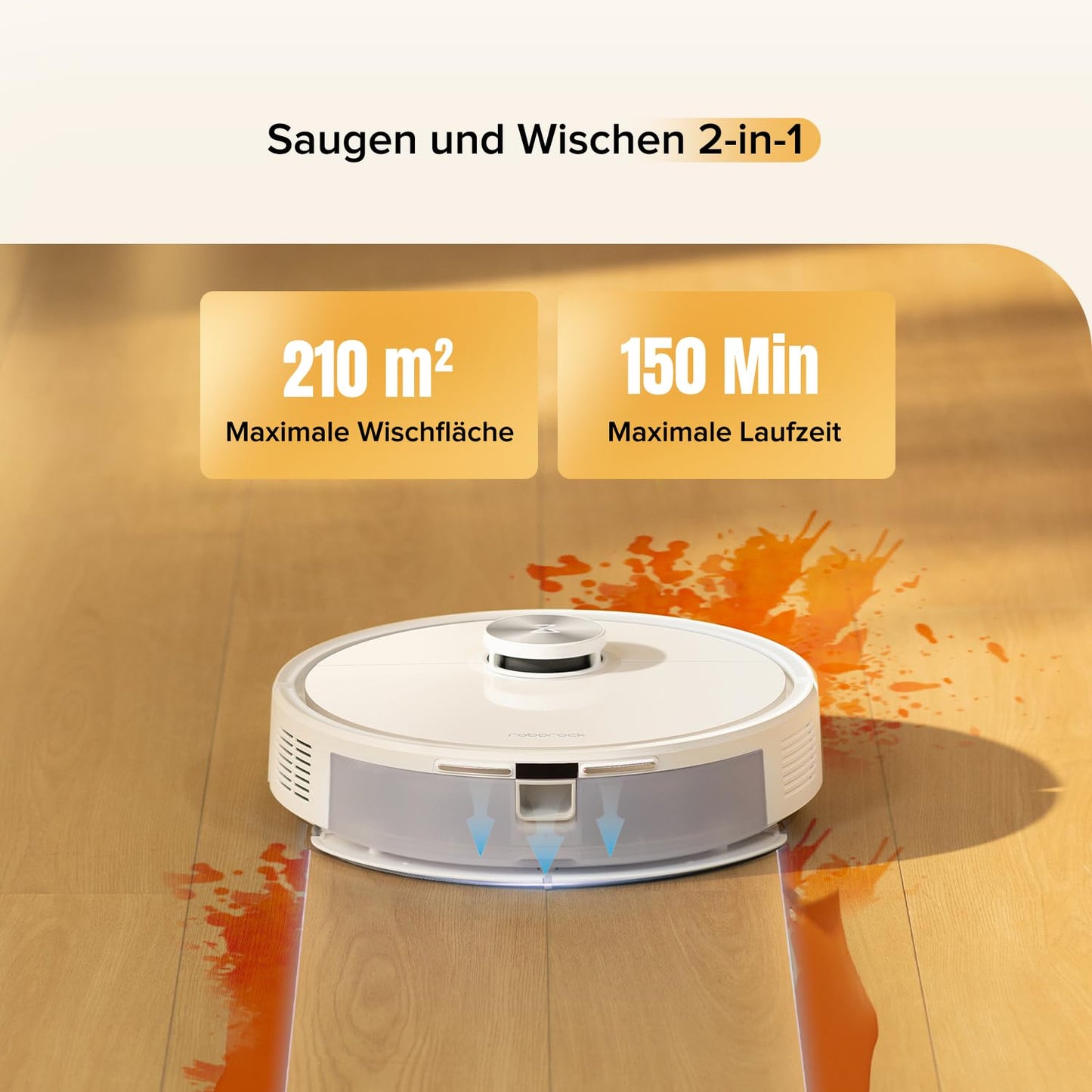 Roborock Q7 M5 robot vacuum with mopping function, 10,000Pa strong suction power, dual anti-tangle system, 150min runtime, LiDAR navigation, vacuum cleaner robot for carpet, pet hair, app control (white)