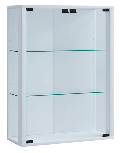 VCM wall display case glass cabinet shelf unit hanging showcase without lighting White "Udina"
