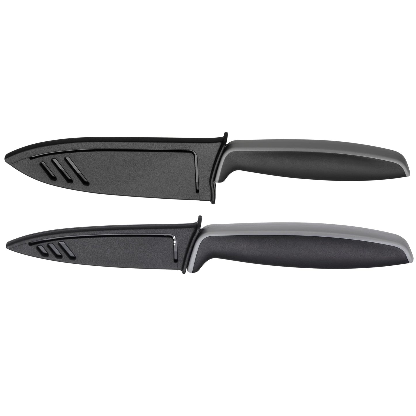 WMF 12-piece steak cutlery set for 6 people & 2-piece Touch knife set, kitchen knives with protective cover, special non-stick coated blade steel, sharp, chef's knife, vegetable knife, black