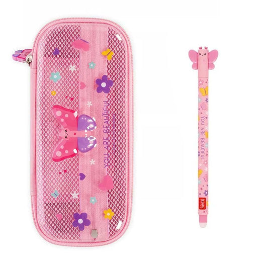 LEGAMI Wonderwow Butterfly pencil case and erasable gel pen.