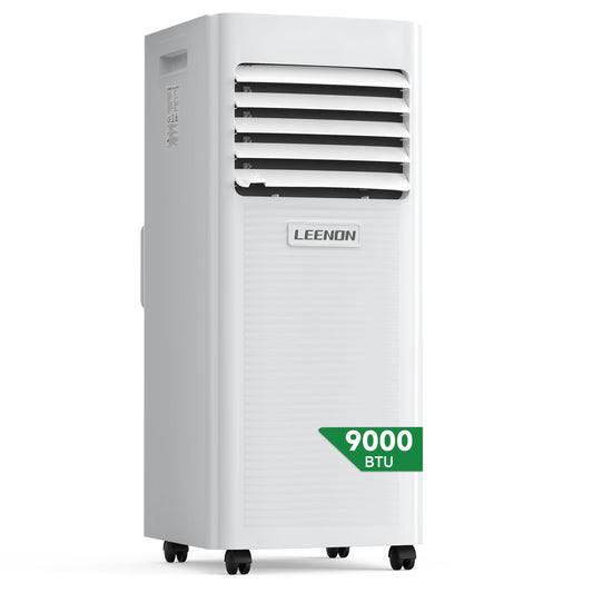 Air conditioner Mobile 9000 BTU, LEENON Mobile air conditioner 4 in 1 Cooling Dehumidifying Fan & Sleep Mode, 2.6KW Portable air conditioner with exhaust hose, Remote control/24h timer for home office up to 35 m².