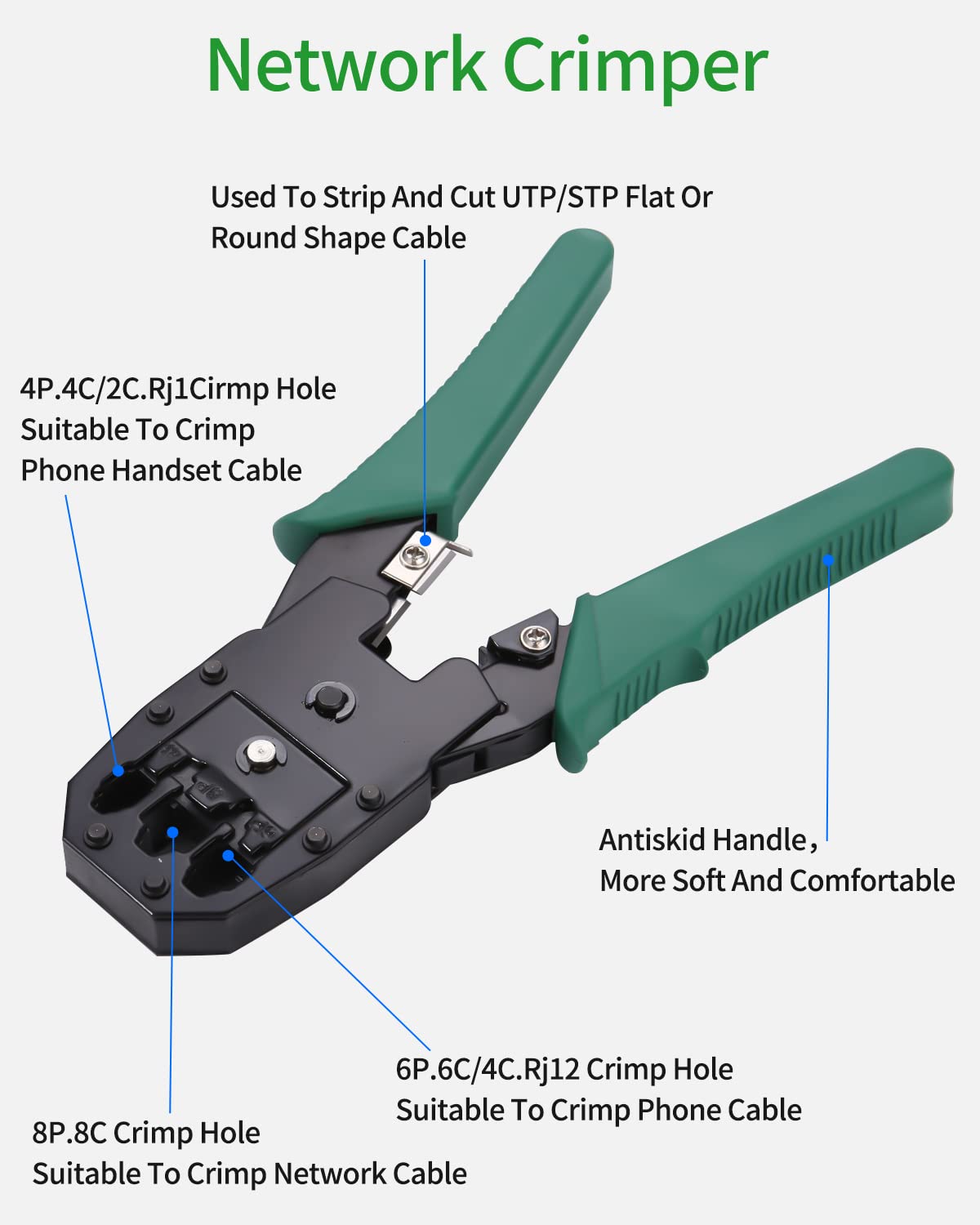 12 in 1 network tool set, network tool, with crimping pliers, suitable for RJ45, RJ11, RJ12 cables, ideal for computer maintenance, LAN cable testing, hole cable testing.