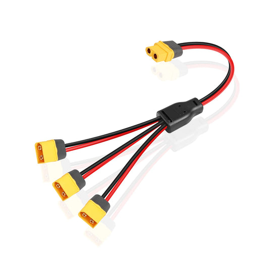 GINTOOYUN XT60 Splitter Extension Cable 1 Socket to 3 Plugs Adapter, 12AWG XT60 Power Extension Cable for Solar Panel, Solar Generator, Portable Power Station, Drone, RV, Boat, etc. (0.3M)