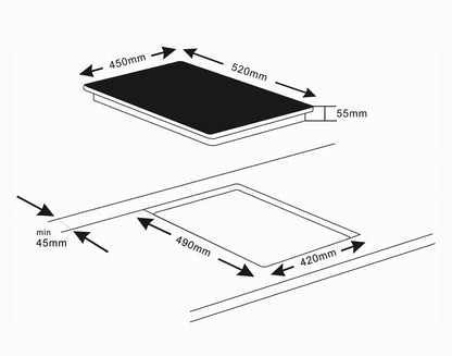 K&H Induction Cooktop 45-IN-5000 [3 ZONES] - Induction Cooking Plate - Induction Hob Plate Sensor Touch Control - Induction Cooktop Standalone for Installation - 5000 Watts - 17 Power Levels (45cm)