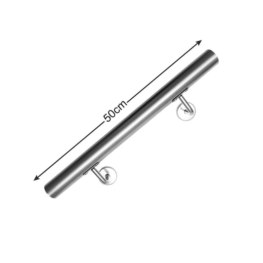 Jopassy stainless steel handrail stair railing, non-slip handrail 50 cm, railing wall handrail for outdoor & indoor with wall brackets, mounting material.
