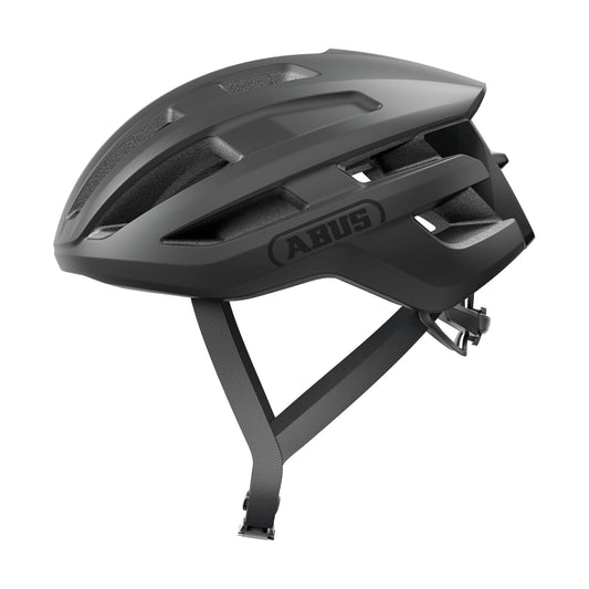 ABUS road bike helmet PowerDome - lightweight bicycle helmet with clever ventilation system and aerodynamic profile - Made in Italy - for women and men - Black, size M