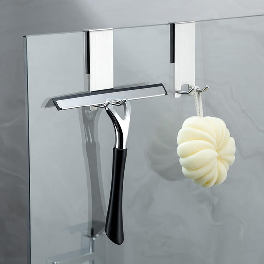 Kegii Bathrobe Towel Hooks 3 Pack - Hooks for Shower Wall, Stainless Steel Towel Holder for Hanging on the Glass Shower Door, Silver