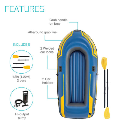 Intex 68367NP - Inflatable Boat Challenger 2, 2 People, with Accessories, PVC, Blue, 236x114x41 cm