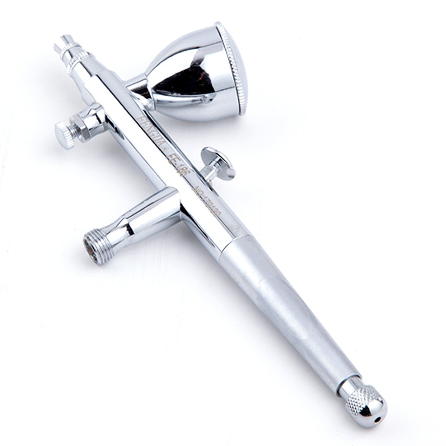 Fengda Airbrush Double Action Gun Airbrush Set FE-186K with front Micro Air adjustment knob and 3 different cup and nozzle sizes for painting, cake decorating, tattooing, model art.