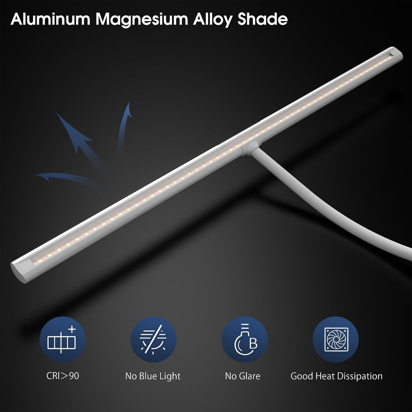 EYOCEAN desk lamp LED with gesture control & remote control, 24W 80CM clamp desk lamps, dimmable adjustable color temperatures monitor lamp, daylight lamp for home office, white.