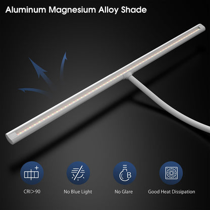 EYOCEAN desk lamp LED with gesture control & remote control, 24W 80CM clamp desk lamps, dimmable adjustable color temperatures monitor lamp, daylight lamp for home office, white.