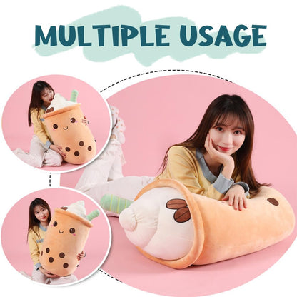 Bubble Tea plush toy XXL cute pillow, Kawaii Bubble Tea Cup plushie Boba tea cup plush toy decor (Green, 50cm)
