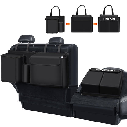 One in-car trunk organizer, car storage bag with Velcro trunk pockets foldable, removable storage modules with built-in cooler (black)