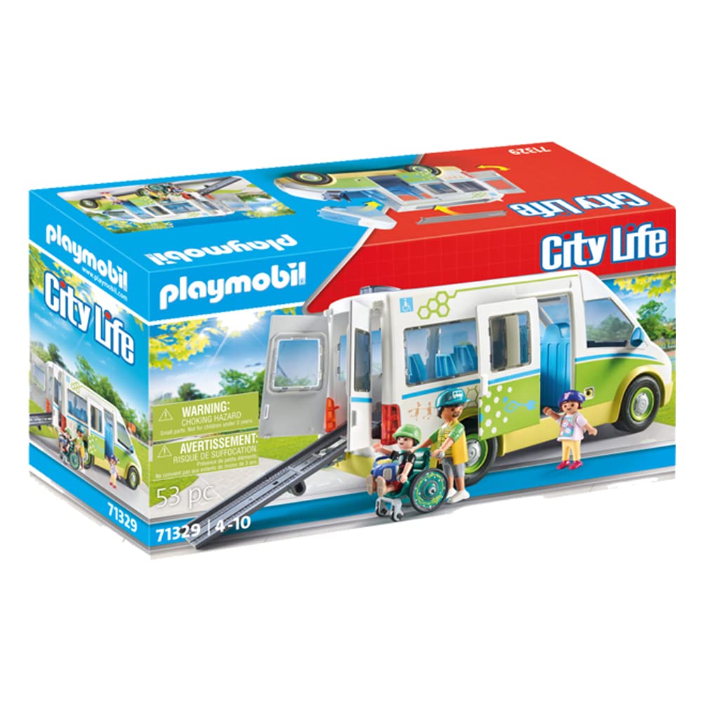 PLAYMOBIL City Life 71327 Big School with movable blackboard, for ages 5+ & City Life 71329 School Bus, Large school bus with sliding door