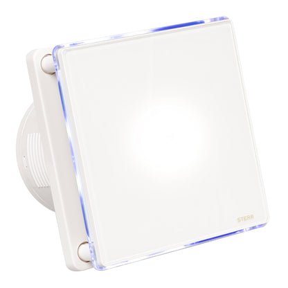 STERR White Bathroom Fan 100 mm with LED + TIMER - Bathroom Ventilation Fan - Glass Front - Modern Appearance - BFS100LT - 10 W
