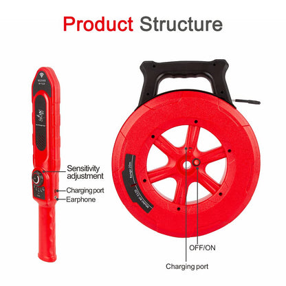 Pipe blockage detector, underground water pipe locator diagnostic tool, wall scanner for detecting pipeline blockages and clogs. Ideal for plumbers working with metal and PVC water pipes (40M).