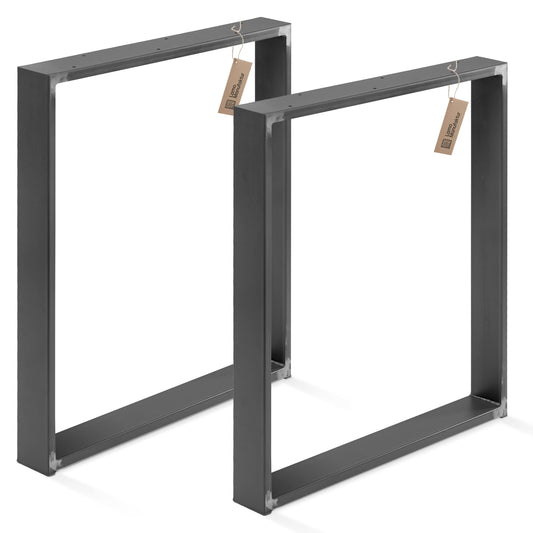 LAMO Manufacture table legs for desk dining table, Simple Medium, square profile 60x30 mm, table frame 60x72 cm (WxH), raw steel with clear lacquer, 2 pieces, LTS-01-D-CC-0000