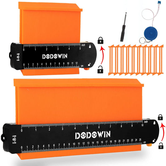 DODOWIN Contour Gauge Large 2pcs, Contour Gauge with Lock, Laminate Template, Contour Gauge, Birthday Gift for Men Grandpa, Father's Day Gift for Dad Birthday
