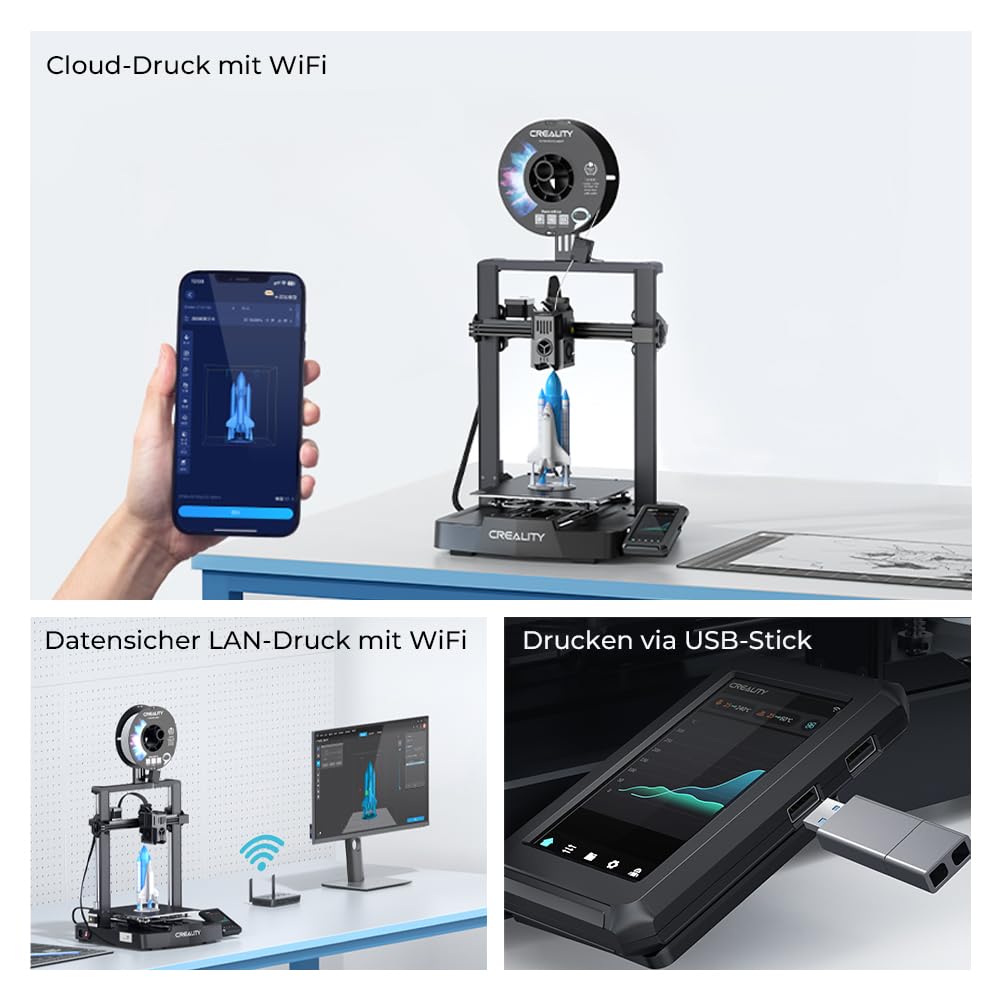 Creality Ender-3 V3 3D Printer, 500mm/s faster printing speed FDM printer with Auto-leveling, 3D Printer with Sprite Direct Extruder, Print size 220x220x240mm.