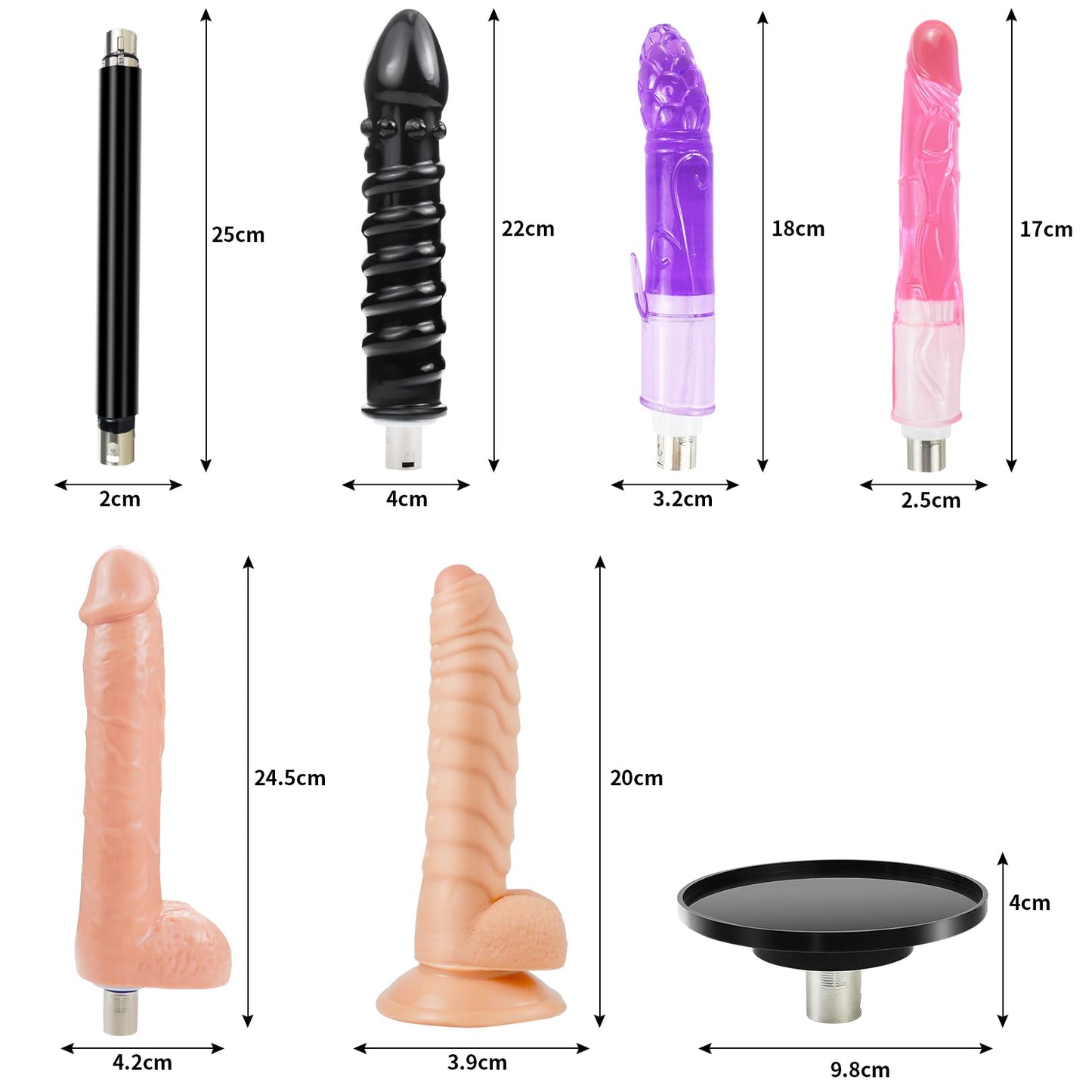 Sex machine, fucking machine with dildo and suction cup adapter, 3 XLR connections. Love machine with sex toys for men, women, and couples. Automatic masturbation machine with 7 attachments. Sex toys.
