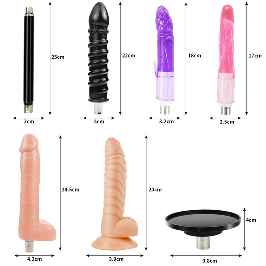 Sex machine, fucking machine with dildo and suction cup adapter, 3 XLR connections. Love machine with sex toys for men, women, and couples. Automatic masturbation machine with 7 attachments. Sex toys.
