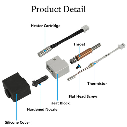 LANKEGU Hotend Kit for Anycubic Kobra 3, 3D printer, assembled heating block, print head, hot end kit with 2 pieces of 0.4mm brass nozzle for Kobra 3, Kobra 3 Combo