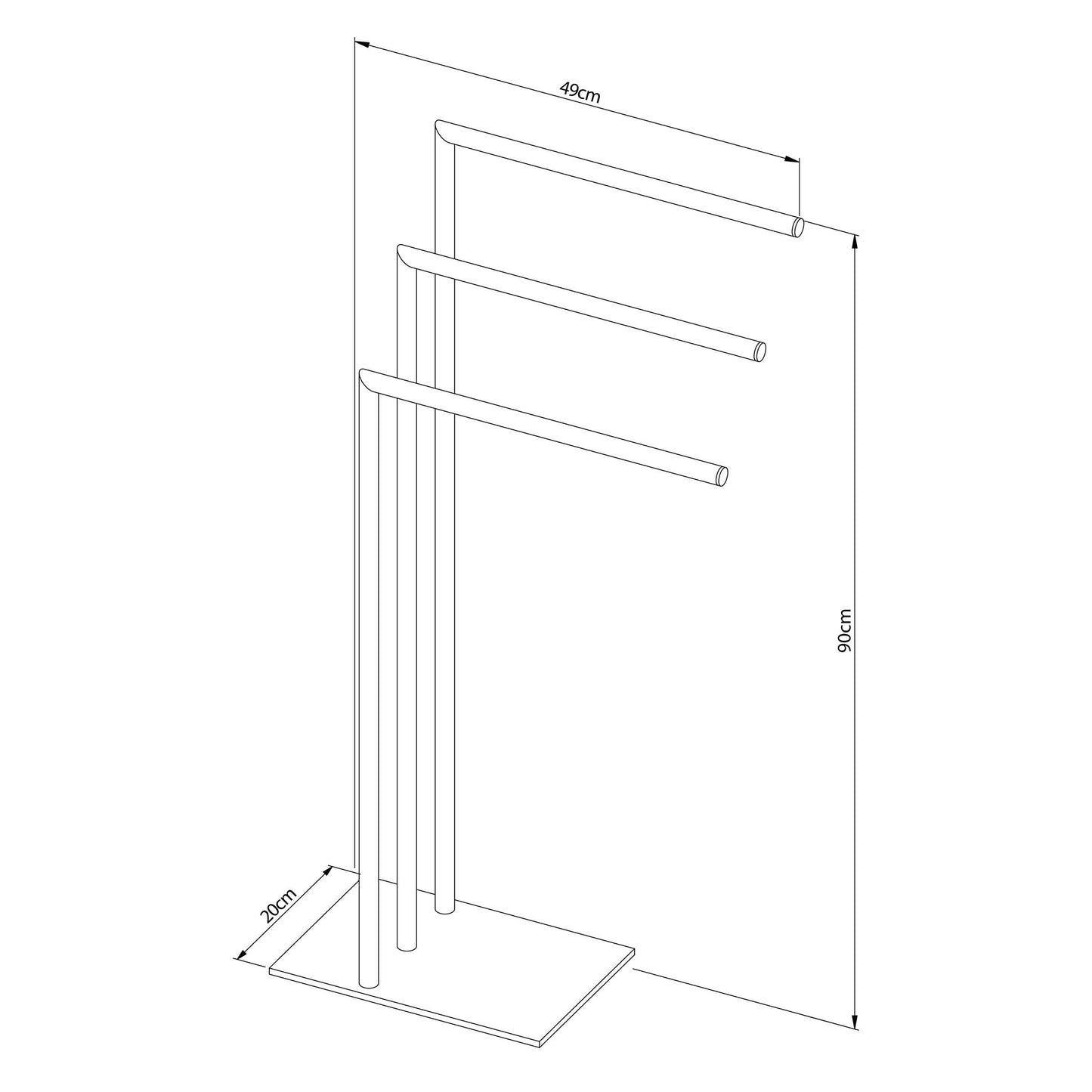Sealskin Tube Towel Holder 3-arm, freestanding towel rack with 3 towel bars, can also be used as a clothes rack, metal, chrome