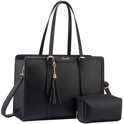 LOVEVOOK 15.6 Inch Laptop Bag Women Handbag Shoulder Crossbody Bag Leather Tote Bag Large Shopper Bag Elegant Shoulder Bag Briefcase Work Bag Teacher Bag for Office