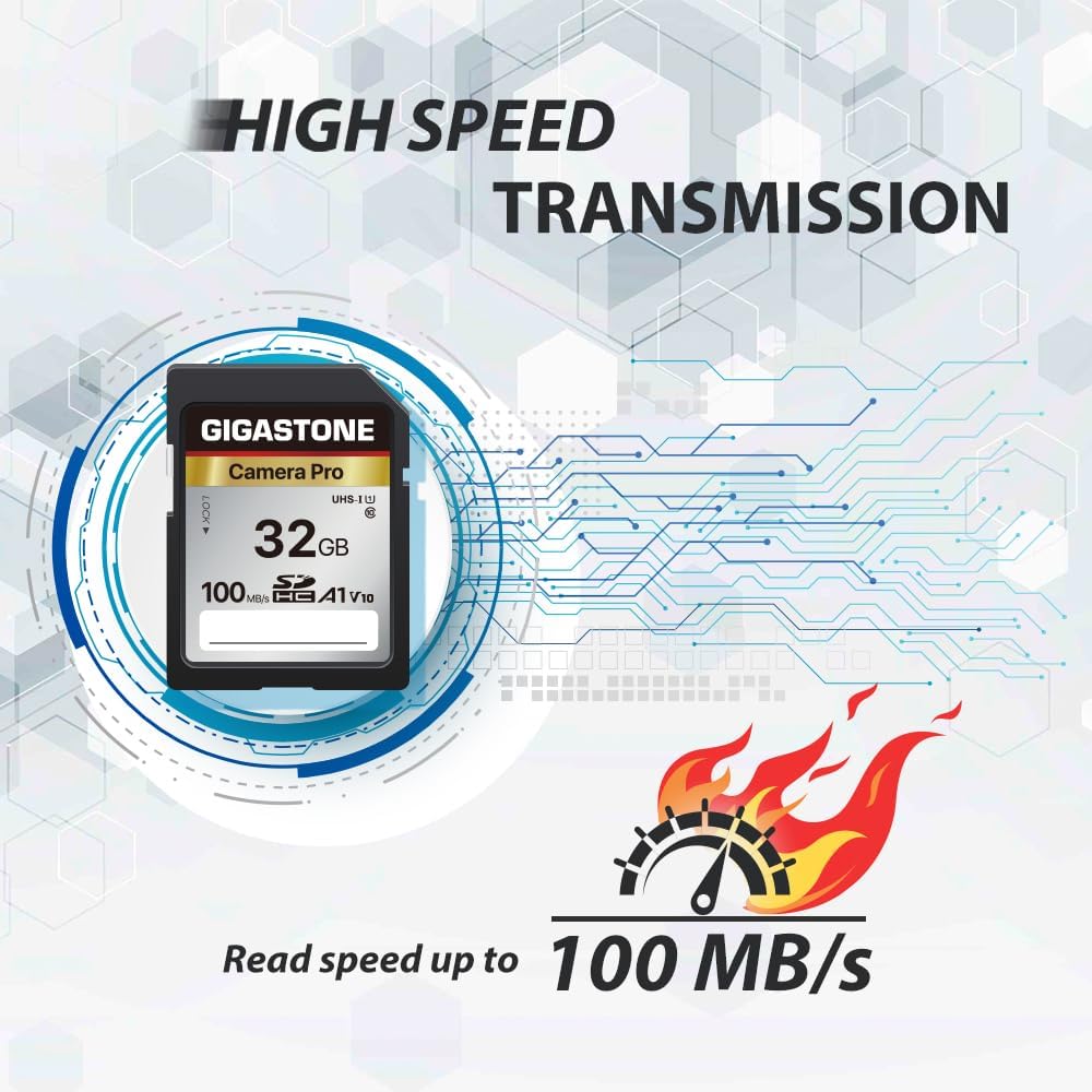 GIGASTONE 32GB SDHC memory card 2-pack, Camera Pro, up to 100 MB/s, compatible with Canon Olympus digital cameras, Full HD video recording, A1 V10 UHS-I U1 Class 10.