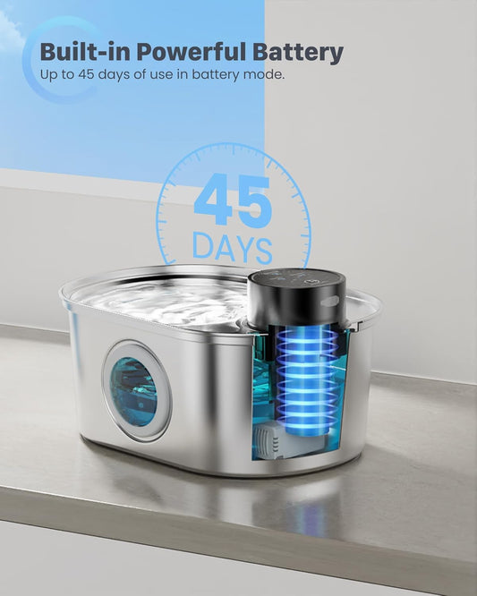 Cat fountain wireless stainless steel - drinking fountain for cat battery operated dog fountain water fountain sensor fountain cat drinking fountain water dispenser for cat wirelessly quiet water pump with 6 filters