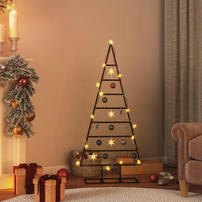 vidaXL Metal Christmas Tree for Decorations, Xmas Tree with Stand, Space-saving DIY Decoration, Christmas Ornaments Holiday Decor, Black 125cm