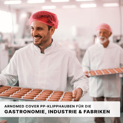 ARNOMED 1000x Disposable Hair Net 52 CM Red, Disposable Head Cover, Cap for Surgery, Gastronomy & Hygiene, Disposable Hair Cap, Disposable Head Cap, Hair Net, Clip Caps, Fabric Hair Protection Cap.