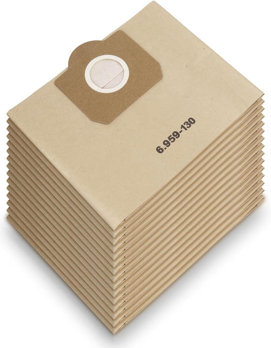 15 pieces of vacuum cleaner bags for Kärcher 6.959-130.0 paper filter bags, filter bags for WD3 1629 MV3 A2201/2204/2504/2554/2251/2604 vacuum cleaner bags filter bags paper bags