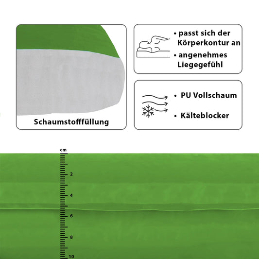 ALPIDEX Camping Mat 2.5 cm┃6 cm┃10 cm Thick Foam Self-inflating Outdoor Thermomat Durable Insulating, Color:Military, Dimensions:190 x 60 x 2.5 cm