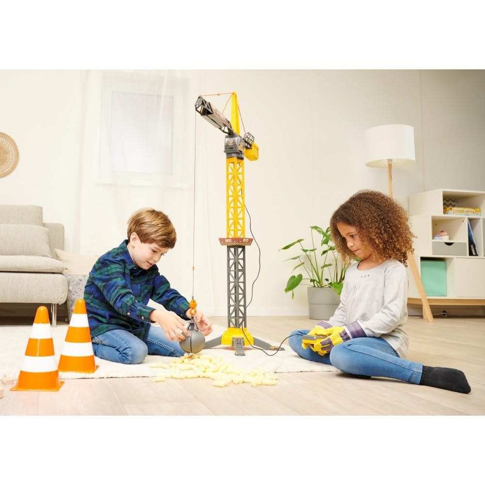 Dickie Toys - Mighty Crane (110 cm) - large toy crane with 360° rotation & wrecking ball including grip function, play crane for children aged 3 years and older with cable remote control.