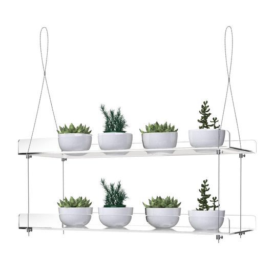 ZerzSemp Hanging Acrylic Plant Shelves for Windows, adjustable height, transparent, hanging indoor window, wall-mounted, plant tray for kitchen, bedroom, for growing herbs.