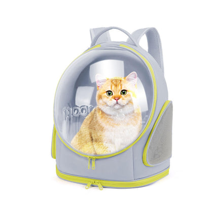 PETCUTE Cat Carrier Backpack, Pet Backpack Space Capsule with Removable Mat, Foldable Backpack for Pets Cats Dogs, Dog Carrier Backpack with Safety Leash for Travel Hiking Camping