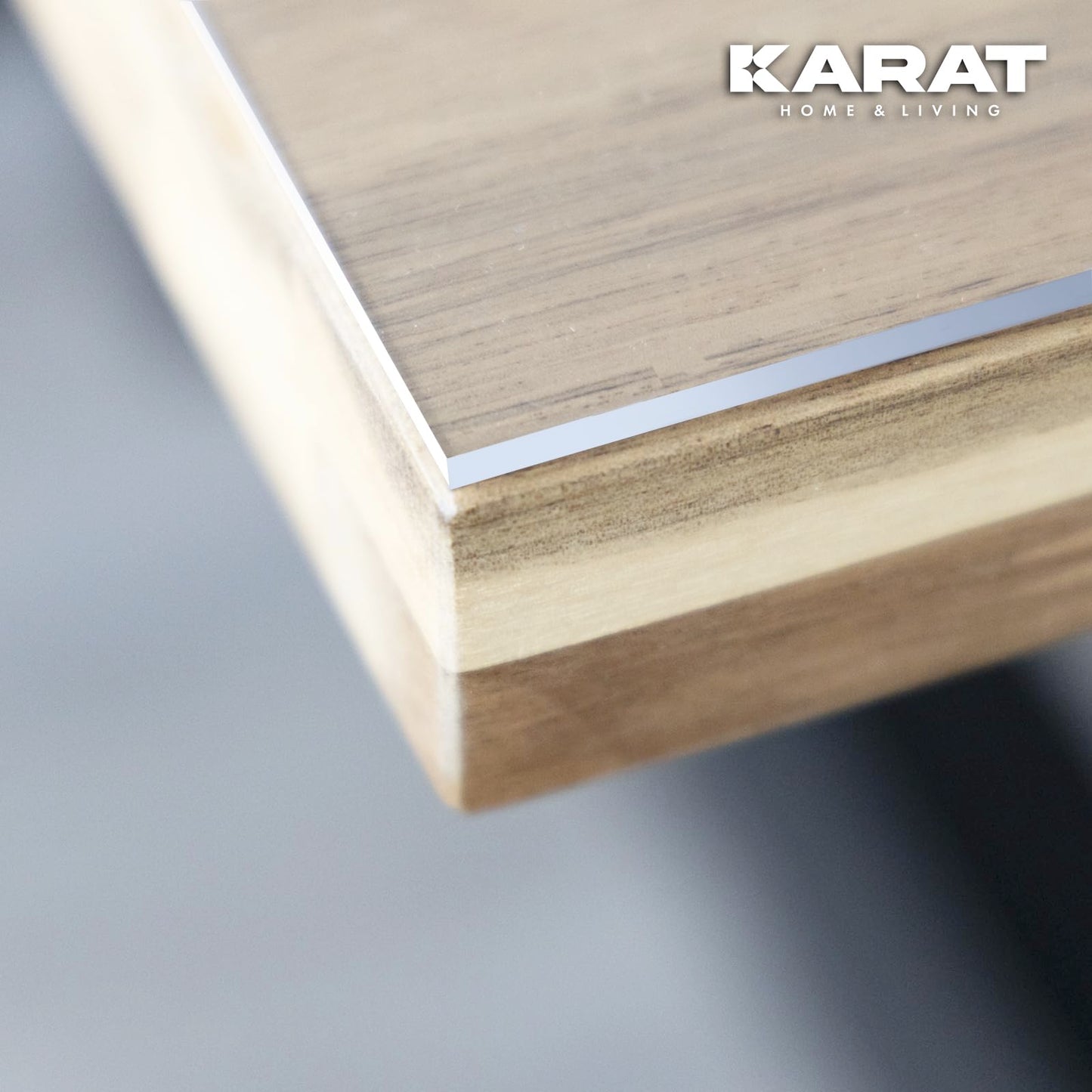 KARAT Transparent table cover with straight edge - Custom fit tablecloth, size selectable - Vinyl, clear protective film, table protector (Crystal, W:120 x L:125 cm)