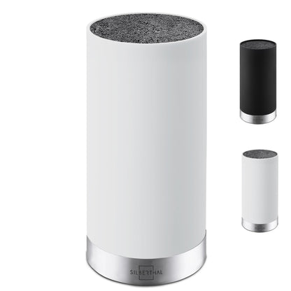 SILBERTHAL Universal knife block - removable bristle insert - without knives - unfilled - knife storage with stainless steel ring - White