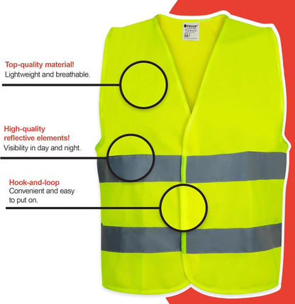 PROOF COMFORT & SAFETY Reflective Vest for Car Bike Reflective Safety Vest Reflective Jacket Emergency Vest 5 Pack Bright Orange S