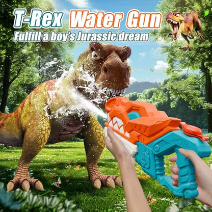 weirtoya 2 Piece Dinosaur Water Gun Kids 580ml Water Squirt Gun 7-10M Powered Water Gun Toy for Girls Boys Ice Cubes Suitable