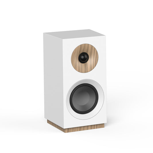 JAMO's S 801 PM, pair of active speakers in white.