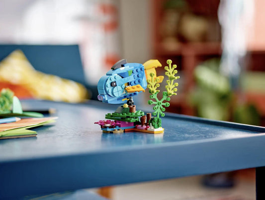 LEGO 31136 Creator 3in1 Exotic Parrot, Frog, and Fish Easter gift Jungle animal figures Building toy, creative Easter decoration toy for kids aged 7 and up for Easter 2023