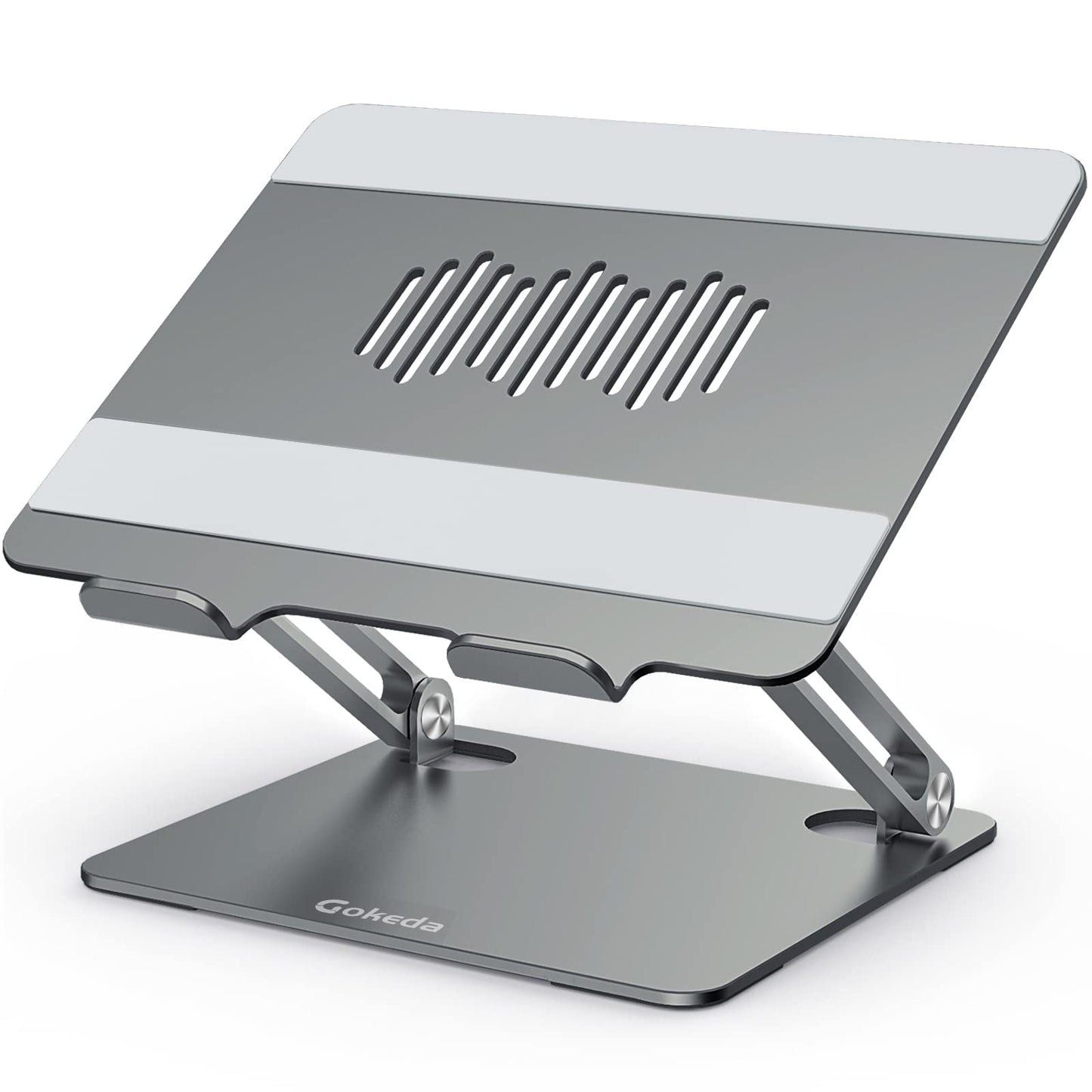 Gokeda laptop stand, ergonomic aluminum stand for desk, notebook stand with ventilation hole, compatible with MacBook Air/Pro, Dell, HP, Lenovo, and other 10-15.6" laptops.