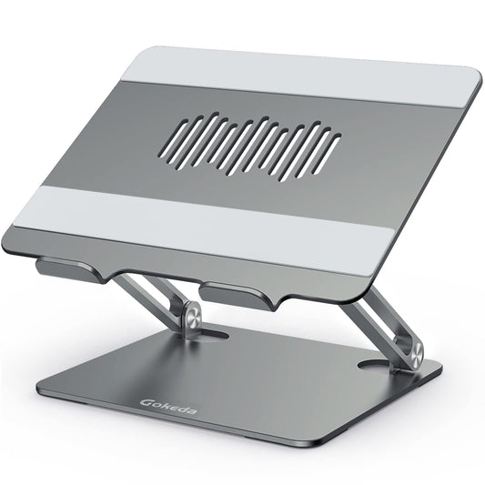 Gokeda laptop stand, ergonomic aluminum stand for desk, notebook stand with ventilation hole, compatible with MacBook Air/Pro, Dell, HP, Lenovo, and other 10-15.6" laptops.
