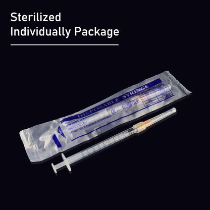 100pcs 1ml/cc 25G-25mm tip，Single Use Luer-Lock Independent Packaging, Easy to Use (100 pack)