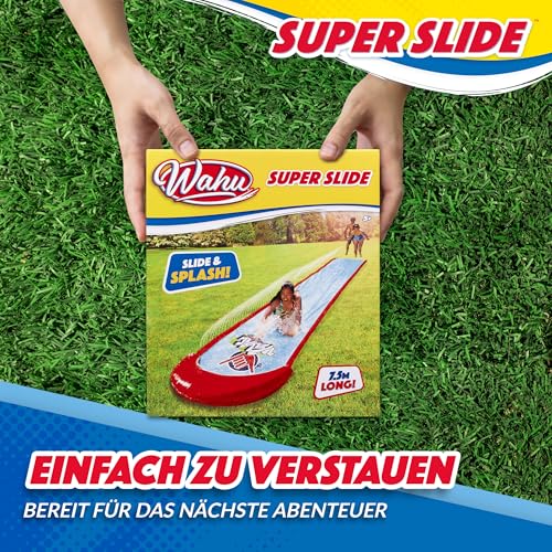 Wahu - SUPER SLIDE – 7.5m water slide for kids 5+ – Outdoor water toy for garden – Water slide with sprinkler – Summer fun water activity – Easily attach to garden hose.