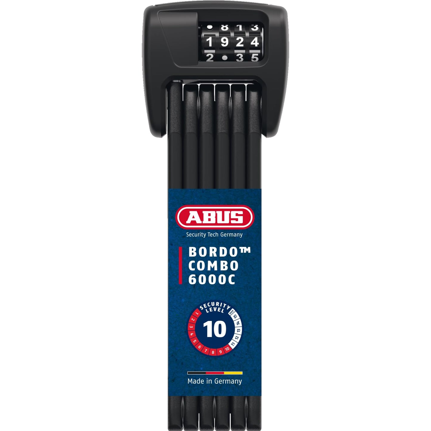 ABUS folding lock Bordo 6000C with SH lock holder - combination lock made of hardened steel - with 4-digit code - ABUS security level 10 - length 90 cm