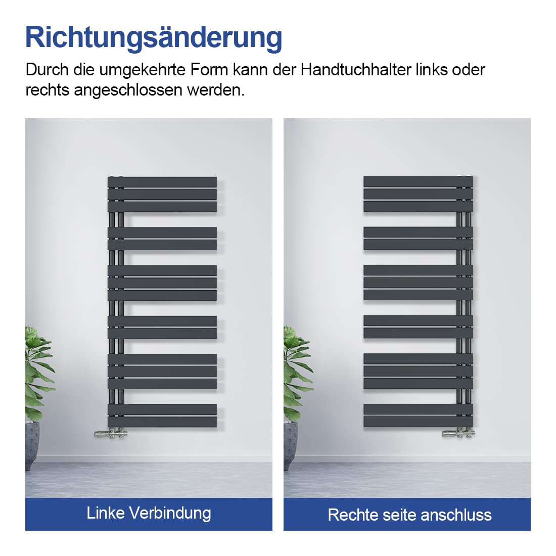 Meykoers Towel Radiator Flat 138x60cm Bathroom Heater Panel Anthracite Towel Warmer Side Connection Design Radiator