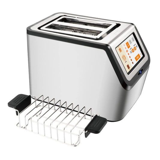 Smart toaster with touchscreen, KETIAN 2-slice toaster, auto shut-off, auto lift & bread centering, stainless steel, 1400W